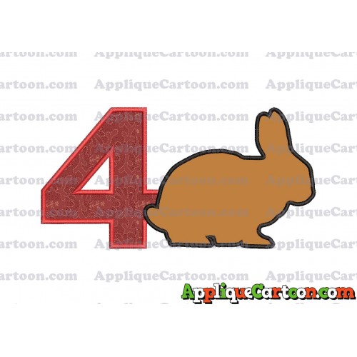 Rabbit Silhouette Applique Embroidery Design Birthday Number 4