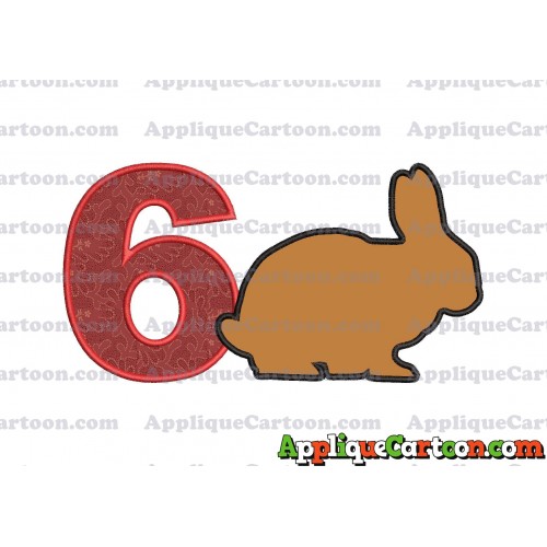 Rabbit Silhouette Applique Embroidery Design Birthday Number 6