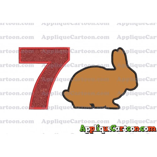 Rabbit Silhouette Applique Embroidery Design Birthday Number 7