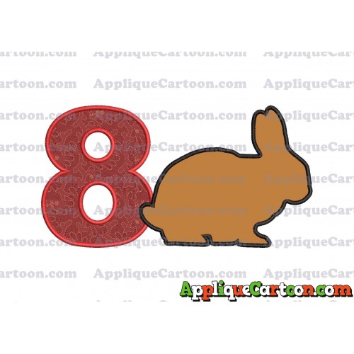 Rabbit Silhouette Applique Embroidery Design Birthday Number 8