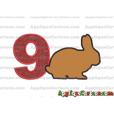 Rabbit Silhouette Applique Embroidery Design Birthday Number 9