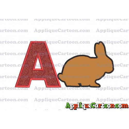 Rabbit Silhouette Applique Embroidery Design With Alphabet A