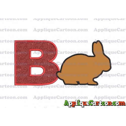 Rabbit Silhouette Applique Embroidery Design With Alphabet B
