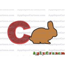 Rabbit Silhouette Applique Embroidery Design With Alphabet C