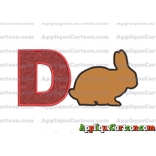 Rabbit Silhouette Applique Embroidery Design With Alphabet D