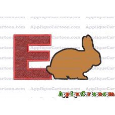 Rabbit Silhouette Applique Embroidery Design With Alphabet E