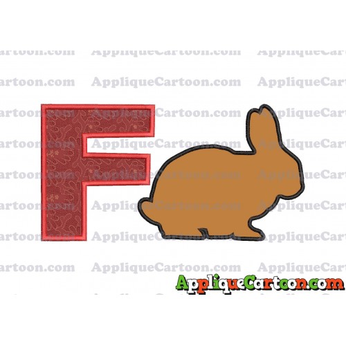 Rabbit Silhouette Applique Embroidery Design With Alphabet F
