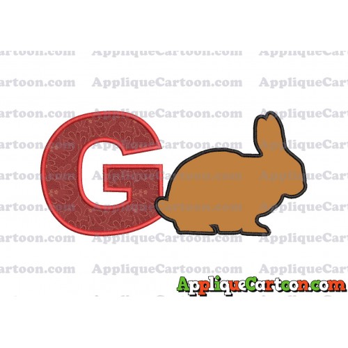 Rabbit Silhouette Applique Embroidery Design With Alphabet G