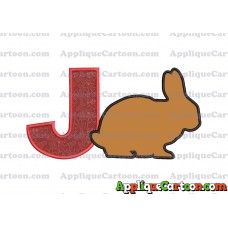 Rabbit Silhouette Applique Embroidery Design With Alphabet J