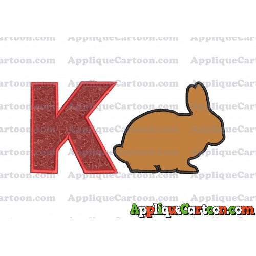 Rabbit Silhouette Applique Embroidery Design With Alphabet K