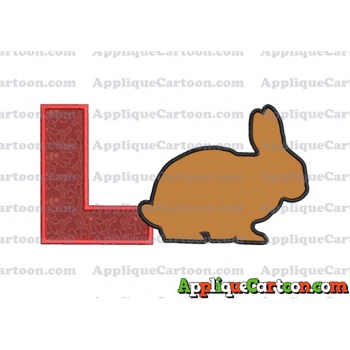Rabbit Silhouette Applique Embroidery Design With Alphabet L