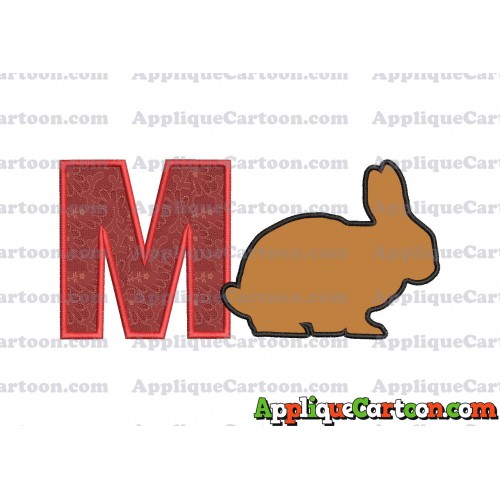Rabbit Silhouette Applique Embroidery Design With Alphabet M