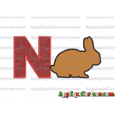 Rabbit Silhouette Applique Embroidery Design With Alphabet N