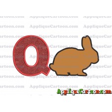 Rabbit Silhouette Applique Embroidery Design With Alphabet Q