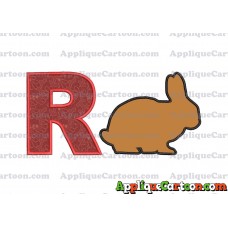 Rabbit Silhouette Applique Embroidery Design With Alphabet R