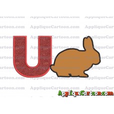 Rabbit Silhouette Applique Embroidery Design With Alphabet U