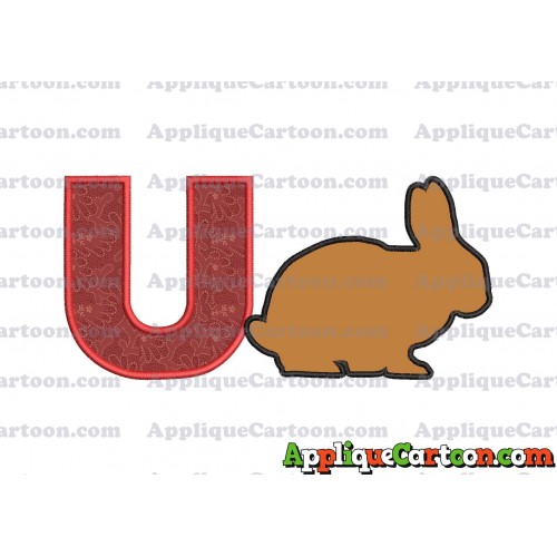 Rabbit Silhouette Applique Embroidery Design With Alphabet U
