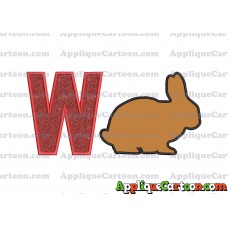 Rabbit Silhouette Applique Embroidery Design With Alphabet W