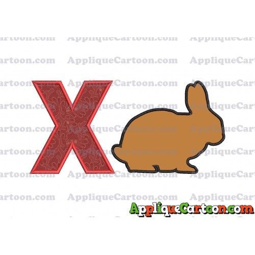 Rabbit Silhouette Applique Embroidery Design With Alphabet X
