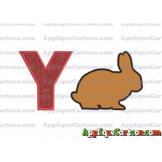 Rabbit Silhouette Applique Embroidery Design With Alphabet Y