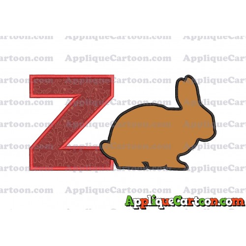 Rabbit Silhouette Applique Embroidery Design With Alphabet Z