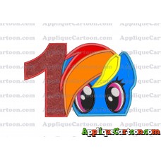 Rainbow Dash My Little Pony Applique Embroidery Design Birthday Number 1