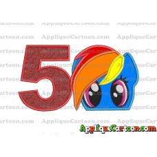 Rainbow Dash My Little Pony Applique Embroidery Design Birthday Number 5