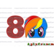 Rainbow Dash My Little Pony Applique Embroidery Design Birthday Number 8