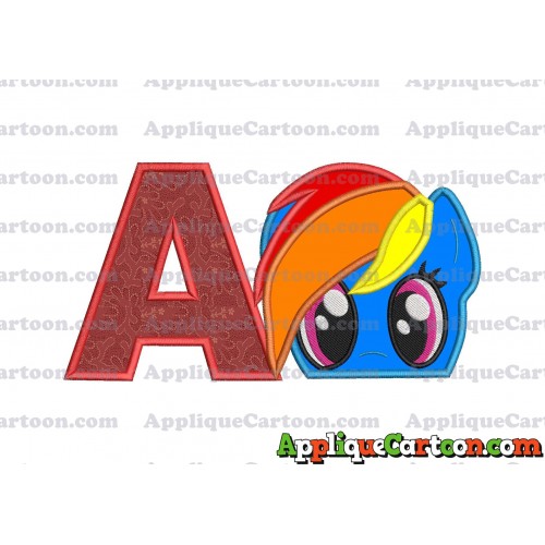 Rainbow Dash My Little Pony Applique Embroidery Design With Alphabet A