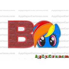Rainbow Dash My Little Pony Applique Embroidery Design With Alphabet B