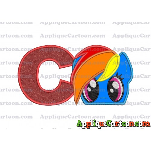 Rainbow Dash My Little Pony Applique Embroidery Design With Alphabet C