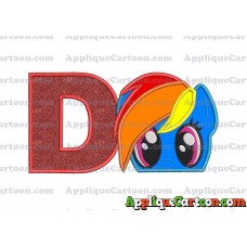 Rainbow Dash My Little Pony Applique Embroidery Design With Alphabet D