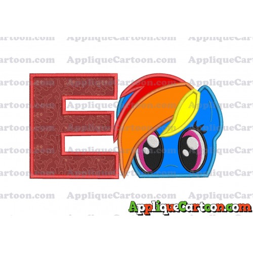 Rainbow Dash My Little Pony Applique Embroidery Design With Alphabet E