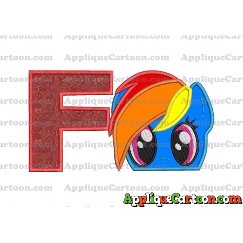 Rainbow Dash My Little Pony Applique Embroidery Design With Alphabet F