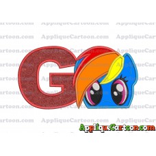 Rainbow Dash My Little Pony Applique Embroidery Design With Alphabet G