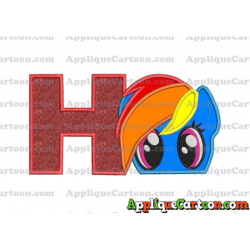 Rainbow Dash My Little Pony Applique Embroidery Design With Alphabet H