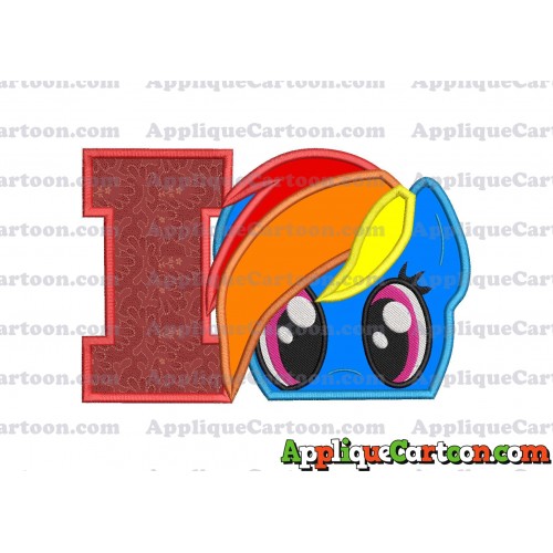 Rainbow Dash My Little Pony Applique Embroidery Design With Alphabet I