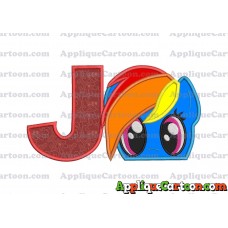 Rainbow Dash My Little Pony Applique Embroidery Design With Alphabet J