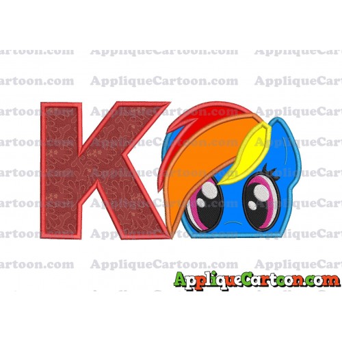 Rainbow Dash My Little Pony Applique Embroidery Design With Alphabet K