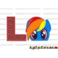 Rainbow Dash My Little Pony Applique Embroidery Design With Alphabet L