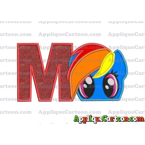 Rainbow Dash My Little Pony Applique Embroidery Design With Alphabet M