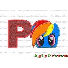 Rainbow Dash My Little Pony Applique Embroidery Design With Alphabet P