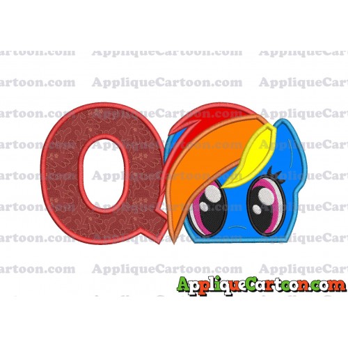 Rainbow Dash My Little Pony Applique Embroidery Design With Alphabet Q