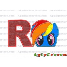 Rainbow Dash My Little Pony Applique Embroidery Design With Alphabet R