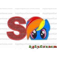 Rainbow Dash My Little Pony Applique Embroidery Design With Alphabet S
