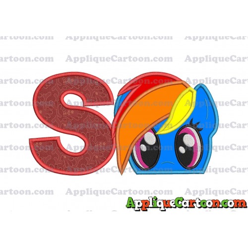 Rainbow Dash My Little Pony Applique Embroidery Design With Alphabet S