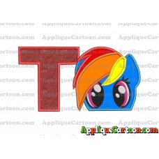 Rainbow Dash My Little Pony Applique Embroidery Design With Alphabet T