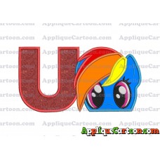Rainbow Dash My Little Pony Applique Embroidery Design With Alphabet U