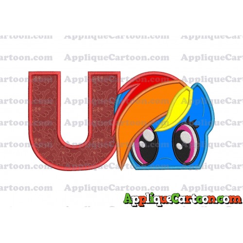 Rainbow Dash My Little Pony Applique Embroidery Design With Alphabet U