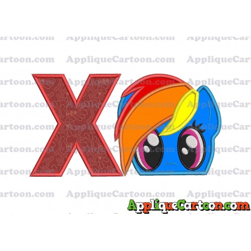 Rainbow Dash My Little Pony Applique Embroidery Design With Alphabet X